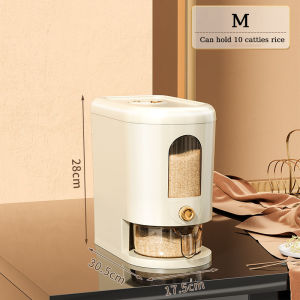 Rice Dispenser Rice Storage Container Rice Bucket With Cup Push Type Grain Food Storage Dispenser Kitchen Storage Box Organizer Insect Moisture Proof Food Storage Container Rice Cup