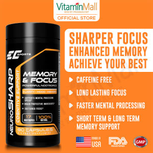 EC Sports Neurosharp Cognitive Function Brain Supplement - Powerful Nootropics - Memory & Focus Support - Mental Clarity & Mood Booster - 90 Capsules