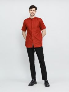 Kemeja Pendek Koko Ciangi Basic Muslim Terracotta - Maulvi Ruwaiva