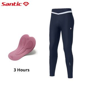 Santic Women Cycling Pants 4D Padded Winter Windproof Fleece Thermal Elastic Outdoor Bike Trousers Tights