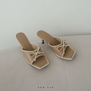 SANVIN - FABIO HEELS 6cm - 2tone heels wanita - slip on ribbon heels - simple heels wanita - heels shoes 6cm - comfy heels daily women - high heels two tone 6cm