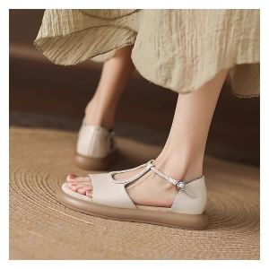 [Free Shipping] Unique Design Fashionable Soft-Soled Sandals For Women Elegant And Versatile With A Woven Single-Strap Buckle And Roman-Style Design