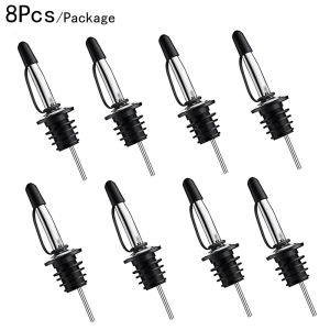 8Pcs Pourers Stainless Steel Speed Pourer Tapered Spout with Hooded Dust Caps