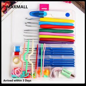 【New Arrival】 16 ขนาดโครเชต์เบ็ดชุดโครเชต์ตะขอสแตนเลสเข็มถักด้วยเข็มโครเชต์เคสชุดสำหรับผู้เริ่มต้นสำหรับผู้ใหญ่