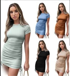 Dress bosdycon tali serut korean style/ kaos Lengan pendek serut Bahan melar dan lembut