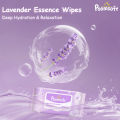 Poomsoft 5 Packs x 100 Sheet Purple Lavender Scented Alcohol-Free Baby Wipes Wet Tissue Disposable Cotton Gentle Wipes. 