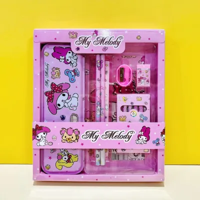 Kotak Pensil Anak Set 7 in 1 Stationery Untuk Hadiah Anak Sekolah Sanrio /Kotak Pensil Karakter Kuromi Murah Alat Tulis Set Lucu