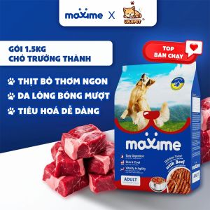 (Chính Hãng) Hạt Maxime Cho Chó Trưởng Thành Thịt Bò Thật 1.5Kg - Tiêu Hoá Dễ Dàng Da Lông Bóng Mượt