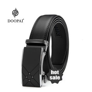 DOOPAI Mens Leather Belt Korean Version Business Belt Mens Versatile Tide Automatic Buckle Alloy Soft Leather Belt