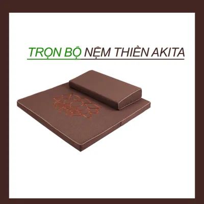 Đệm ngồi thiền Akita D1 lõi xơ dừa cao cấp không xẹp lún combo tọa cụ và bồ đoàn vải đay bền màu sang trọng Shop Mania