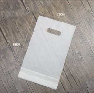 Biodegradable Takeout Plastic Bag Single/Double Handle 50pcs – Hand Carrier Bag for Food Delivery & Packaging