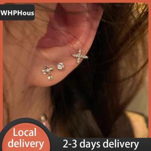 [COD] WHPHous Ship within 24 hours 6Pcs set  Color Rhinestone Cross Stud Earrings For Women Fashion Punk Earring Sets Trendy Jewelry Gifts