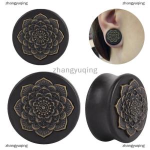 [COD] zhangyuqing Flower Wood Ear Plugs Flesh Tunnels Gauges Organic Double Flared Saddle