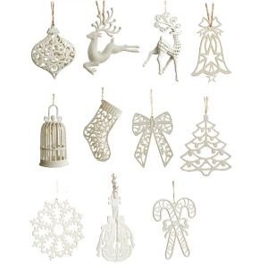 Shatterproof White Plastic Christmas Tree Decoration Festival Tree Hanging Ornament For Indoor and Outdoor Display