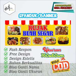 Spanduk Banner Size 160x60cm Rujak Buah Segar Free Custom Design