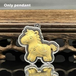 DAWEIF Lucky Horse Zodiac Horse Pendant Decoration Imitation Gold Foil Key Chain Multi-functional Bag Pendant Souvenir