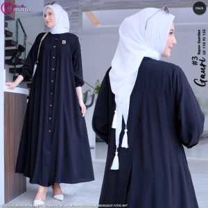 Gamis Kancing Depan Crinkle Airflow Premium / Baju Wanita Muslimah Simpel Dan Elegan