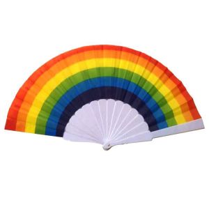 CMIEWN5 Quality Elegant Home Decoration Dance Hand Fan Summer Gift Fan Crafts Rainbow Folding Fan Handle Hand Fan Photo Prop Tool Rainbow Folding Dance