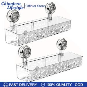 2Pcs Suction Cup Bathroom Storage Shelf No Drill Shower Organizer Rack Multifunctional Shampoo Holder for Bathroom