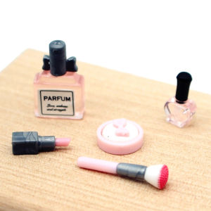 YAFEN 1Set 1:12 Dollhouse Miniature Cosmetic Lipstick Pressed Powder Perfume Makeup Brush Model Doll Makeup Scene Decor Accessories