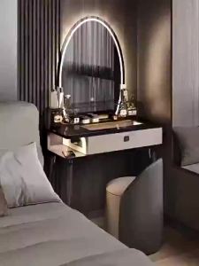 UrbanSpace SG- Dressing Table Makeup Table with Lock 60cm Smart Large Mirror Bedroom Makeup Table