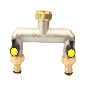 Portable Sturdy Brass Faucet Diverters with Double Water Flows Control for Outdoor Garden Irrigations Systems Use