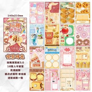 16pcs Creativity Sticky Note Paper Fun DIY Food Sticker Journal Material Paper