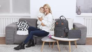 กระเป๋าผ้าอ้อม iniuniu กระเป๋าเป้ 4 in 1 ชุดใหญ่สำหรับเด็กชายและเด็กหญิง กระเป๋าเดินทางกันน้ำพร้อมกระเป๋าผ้าอ้อม