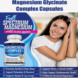 Magnesium Glycinate Complex Capsules   Stress Relief &amp Better Sleep Muscle Recovery  Highly Bioavailable for Relaxation
