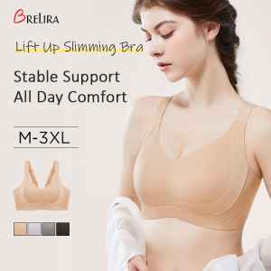 『Brelira』Plus Size Bra Full Cup Seamless Thin Wireless Sport Bras Anti Sagging Lift Up Adjustable Full Coverage ​​Underwear