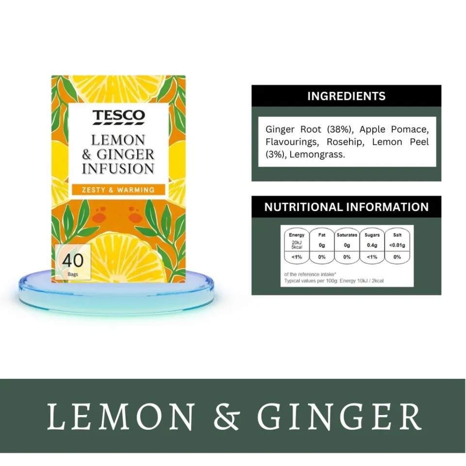TESCO Tea Infusion 40 tea bags UK Red berries Green tea Lemon