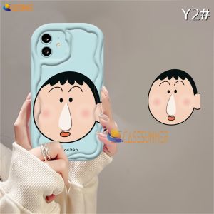 (Lokal Ready) Casesummer Casing hp iPhone 11 12 14 13 12 Pro Max XR 7Plus iPhone 15 Pro Max X XS Max 6s 7 8 6 Plus SE 2020 Cute Lucu Crayon Shin-chan Azhu 3D Wavy Curved Edge Soft Case