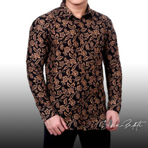 kemeja batik pria lengan panjang lawassan coklat baju batik pria lengan panjang sogan