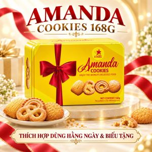 Bánh Quy Amanda Cookies 168g – Bánh Quy Thập Cẩm Hộp Thiếc Màu Vàng – Assorted Biscuits