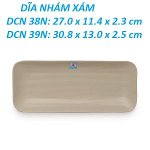 Dĩa nhựa melamine chữ nhật nhám nâu phục vụ nhà hàng quán ăn - DCN38/39