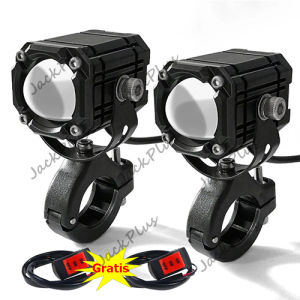 【Saklar Gratis】2PCS Lampu Tembak D2 Lampu Sorot Laser Led Motor Depan Lampu Tembak Grade A Untuk Tahan Air 2 Warna Hi-Lo Demon Red Strobo 5 Mode 9-80V