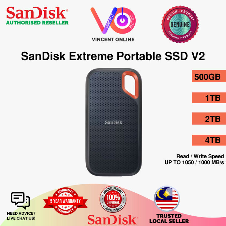 Sandisk Extreme Portable Ssd V2 E61 500gb 1tb 2tb 4tb Lazada 4458