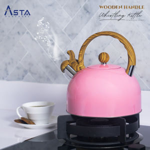 Asta Teko Pemanas Air Ketel Ceret Bunyi Siul 3 Liter Whistling Kettle Stainless Steel Tebal 410 SUS Gagang Kayu