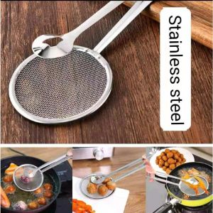 HK.1pcs Stainless steel fried filter clip Kitchen cooking tools Filter clip 2in1 clip Food Clip Snack Fryer Strainer BBQ Buffet Serving Tongs Fried Tong Frying Mesh