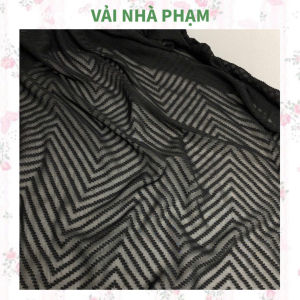 VẢI VOAN ÉP HOẠ TIẾT ZICZAC ĐEN-KHỔ 1.5M - VẢI NHÀ PHẠM