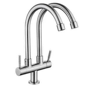 LONGKEN multifunctional stainless steel single cold water faucet double double nozzle kitchen faucet