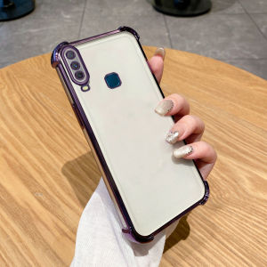 YBD เคสโทรศัพท์ชุบโลหะด้วยไฟฟ้าใสเรียบง่ายสำหรับ Y15 Vivo Y17 Y12 Y12i Y19 U3 Y11 2019 1901 1902 1904 1906 1915รวมทุกอย่างเลนส์ป้องกันการตก