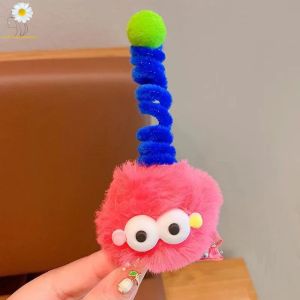 [Small Chrysanthemum] 5PCS Funny Ugly Doll Hair Clip for Women Girl Cute Plush Cartoon Big Eye Monster Hairpin Fashion Sweet Barrettes Hair Accessories