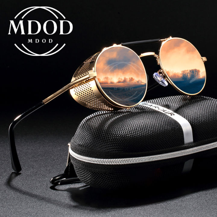 Aviator Mens Shades Styles MDOD Rock Aviator Style Shades Windproof Eye  Protection Steampunk Sunglasses Men Anti-Scratch Glasses Metal Frame Trend 