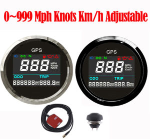 52mm Digital GPS Tachometer Tacho Speedometer Odometer LCD Speed Gauge Adjustable Mileage Trip Counter ODO with GPS Antenna for Auto Motorcycle Car Truck Boat 9-32V Adjustable Speed Gauge 0~999 Mph Knots Km/h