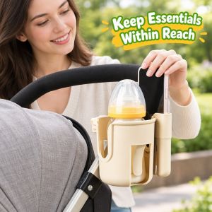 2 In 1 Universal Stroller Cup Holder Adjustable Detachable 360 Rotatable Phone Stand Fit Most Strollers Bicycles Baby Accessories