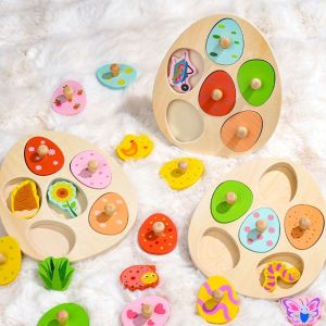 TASTY ZONE Wooden Peg Wood Dinosaur Jigsaw Educational Early Learning Toddler Puzzles Children Auxiliary Toys Preschool Animal Domino Puzzle Toy Kids Toys