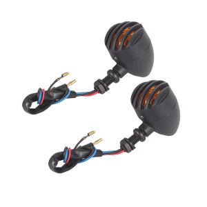 2Pcs Motorcycle Turn Signal Lights Grill Bullet Indicator 12V Amber Front Rear For Harley Cafe Racer Yamaha Suzuki