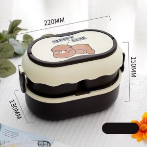 พร้อมส่งจากไทย ปิ่นโต 2 ชั้น ปิ่นโตน่ารัก กล่องข้าว สไตล์เกาหลี สามารถเข้าไมโครเวฟได้ พร้อม ช้อน ส้อม ตะเกียบ