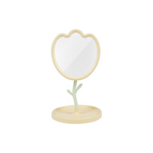 กระจกแต่งหน้า กระจกตั้งโต๊ะ หมุนปรับได้ ลายดอกทิวลิป น่ารักมินิมอล